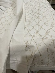 NWT Vietnam 3pc Full Duvet Set 100% Cotton White Embroidery 78”x78”