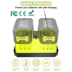 2 Pack 18V 8.0Ah Battery & Dual Charger Kit for Ryobi 18 Volt One+ Batteries