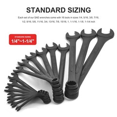 16 Pc SAE Combination Wrench Set 1/4 to 1-1/4in SAE Wrench Set w/ Roll Up Pouch
