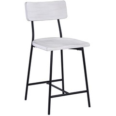 Comfort Pointe Bari 24.25″ Metal/Wood Counter Stool in Whitewash/Black