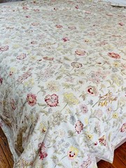 POTTERY BARN PRETTY!! FLORAL PINK WHITE YELLOW BOTANICAL COTTON DUVET COVER FULL
