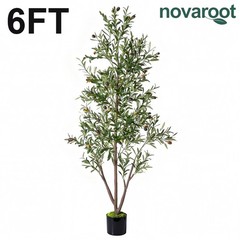 NOVAROOT 6FT Tall Faux Olive Artificial Plants Indoor Faux Natural Wood Trunk