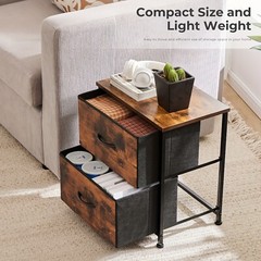 2 Drawer Dresser Nightstand Pack Of 2 Bedroom Storage Organizer Cabinet Fabric
