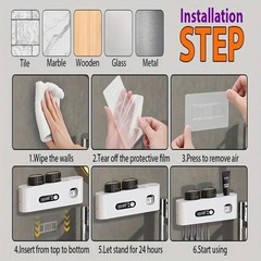 Smart Toothbrush Holder UV Sanitizing Wall Mount Automatic Toothpaste Squeezer