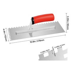Tile Tools Stainless Steel Squared Notch Tile Trowel 10.9×4.4in Pro Grade