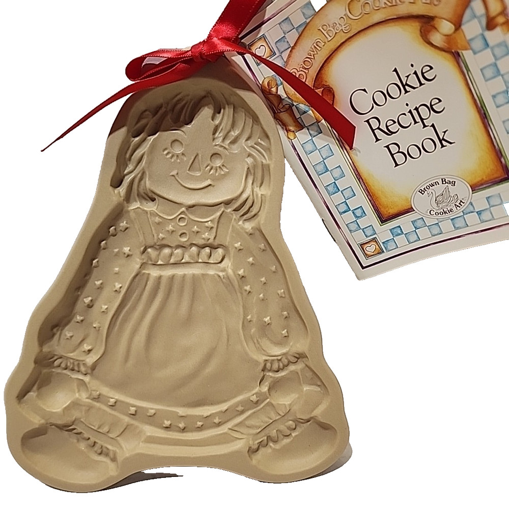 Brown Bag Cookie Art Raggedy Ann Cookie Mold Stoneware 6.5in Vintage