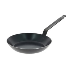 Pan Steel Fry 10.25 2mm Thick Oven Safe Non Stick de Buyer Carbon Blue
