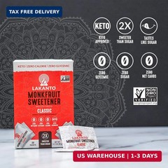 Lakanto Classic Monk Fruit Sweetener with Erythritol Sweetener Packets – White S