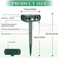Outdoor Solar Animal Repeller Ultrasonic Pest Repellent for Dogs, Cats Squirrels