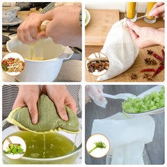 3PCS Organic Cotton Nut Milk Bag Reusable Food Strainer Brew Coffee Cheese Cloth