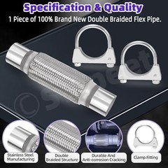 Swpeet 3Pcs 2.5 x 7.9 Inches Exhaust Flex Pipe with 2.5 Inches 2.5″X8″/12″