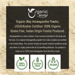 Organic Way Premium Quality Ashwagandha Root Powder (Withania somnifera)