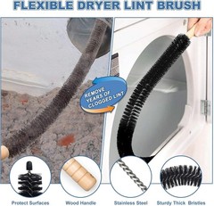 2-Piece Dryer Vent Lint Remover Vacuum Hose Attachment Cleaner Kit with Brush