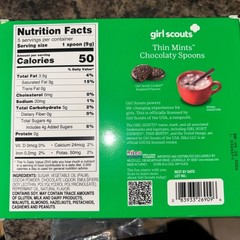 Girl Scouts Thin Mints Chocolate Spoons 1.6 Oz Packs Edible Melts for Hot Drinks
