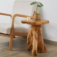 Rustic Cedar Roots Flower Stand Stool, Tree Stump Stool Side Table 19.5″ H