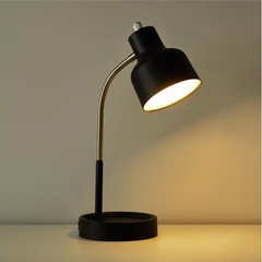 Mainstays LED Desk Lamp with Catch-All Base & AC Outlet, Matte Black