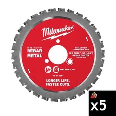 Milwaukee 48-40-4065 #10 1-1/4in Rebar Cutting Blade 5-Pack Carbide