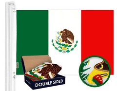 G128 – Mexico (Mexican) Flag | 3×5 feet | Double Sided Embroidered 210D