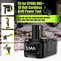 8Ah Replace Battery For RYOBI 18V Li-Lon Battery Charger Set P108 P102 P107