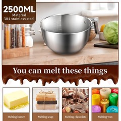 304 Stainless Steel Double Boiler with Spatula and Spoon, 4.2QT Dual-Handle P…