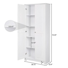 72”H Freestanding Storage Pantry Utility Cabinet 2 Door and 5 Shelves Organizer