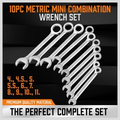 22PCS Combination Wrench Set Ignition Spanner Steel Tools Metric SAE Mini Small