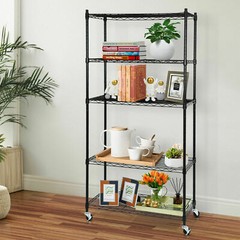 2PCS 5-Tier Shelves Wire Unit Rack Large Space Storage Rolling with 8 Casters