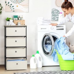 Fabric Storage Chest, Drawer Clothes Organizer with 4 Drawers for Dorm, Bedroom