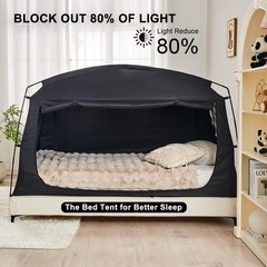 Privacy Blackout Tent for Adults Kids Sunproof Portable Bed Canopy Mesh Windows