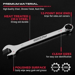 30-Piece Combination Wrench Set – Open End Wrench Set with Organizer Professi…