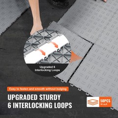 VEVOR Garage Flooring Tiles Interlocking 12×12″ 50 Pack Bulk 50 sq.ft Silver