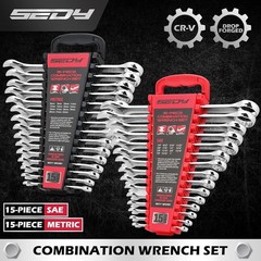 30-Piece Combination Wrench Set – Open End Wrench Set with Organizer Professi…