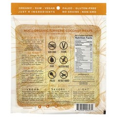 Organic Coconut Wraps, Turmeric, 5 Wraps (14 g) Each