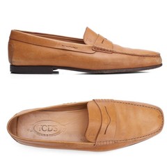 TOD’S Tan Leather Slip-On Driving Shoes Penny Loafers IT 8.5 US 9.5