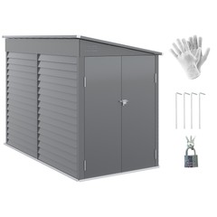 4.6′ x 9′ Metal Outdoor Storage Shed with Lockable Doors, Gray