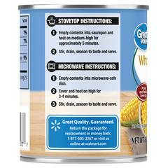 Great Value Golden Sweet Whole Kernel Corn, 8.5 oz (12-Pack)