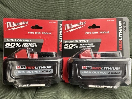 2 X Milwauke 48-11-1880 M18 HIGH OUTPUT 18V 8Ah XC8.0 NewBattery
