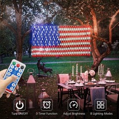 DBFAIRY Solar American Flag Lights Outdoor,420 LEDs American Flag Net Lights