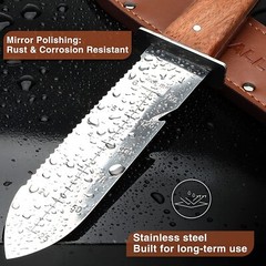 SHALL Hori Hori Garden Knife,7” Stainless Steel Blade,Digging,Weeding, Planting