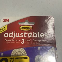 3M Command Adjustables Clear Repositionable 14 Hooks 30 Strips, 0.5-lb Hold {23}