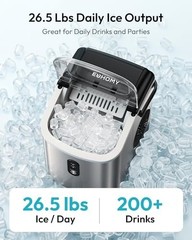 Ice Maker Countertop 26.5Lbs Per Day Bullet Ice 9 Cubes 6 Mins Auto Cleaning