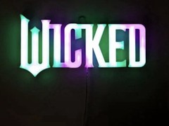 Wicked Lighted Wall Sign Letter Shape, Horizontal, Green Purple White Plastic