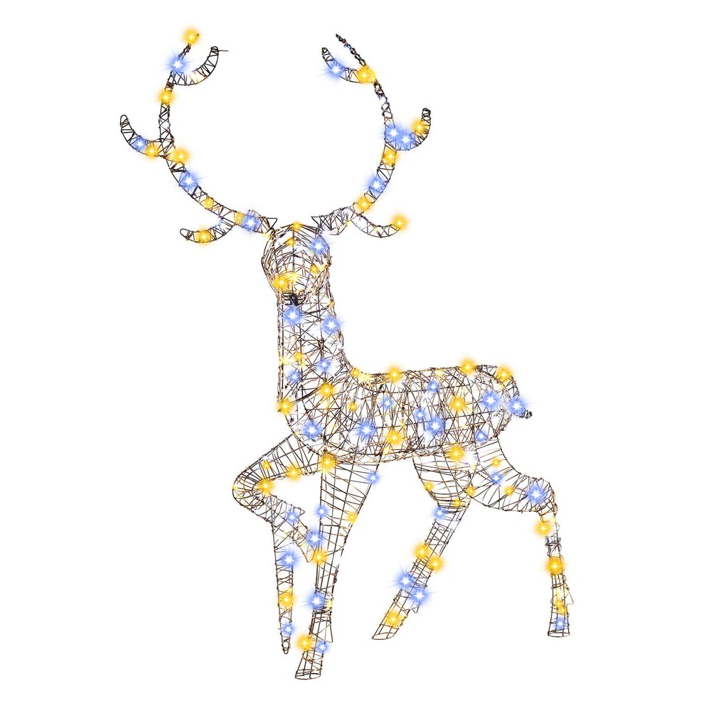 4.6 FT Pre-Lit Christmas Reindeer w/170 Bright LED Lights Zip Ties Ground Stakes