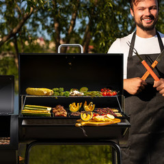 Royal Gourmet Offset Smoker 27.44-in W Black Barrel Charcoal Grill
