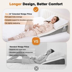 34″ Extra-Long Wedge Pillow, Back & Arm Support, Bed Wedge Pillow for Sleepin