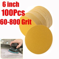 6″ Inch 60-800 Grit 100-PACK DA Sanding Disc PSA Sandpaper