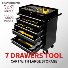 7-Drawer Rolling Tool Cart with Locking Mechanism & Wheels Mobile Tool Cabinet