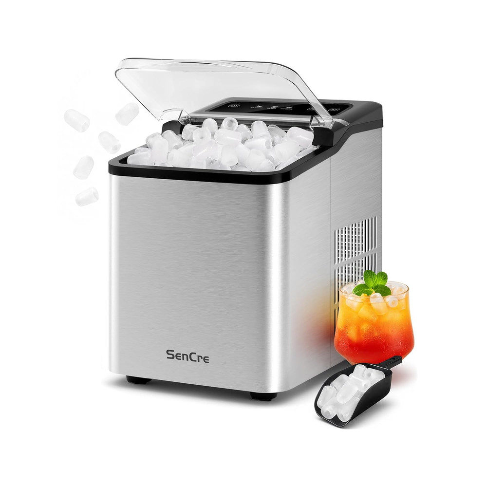 Ice Makers Countertop, 26.5Lbs/24H Ice Machine with 2 Sizes Bullet Ice, 9 Ice Cu