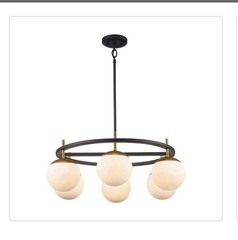 Monteaux Lighting 24.25 in. 6-Light Black and Gold Hanging Pendant Light Fixture
