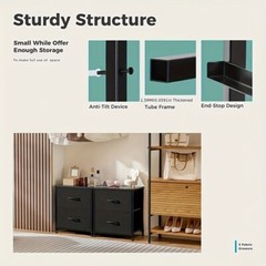 2 Drawer Dresser Nightstand Pack Of 2 Bedroom Storage Organizer Cabinet Fabric